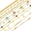 Picture of Brass Cubic Zirconia Handmade Link Chain Findings Real Gold Plated Multicolor 1 M                                                                                                                                                                             