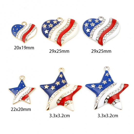 Picture of Zinc Based Alloy Sport Charms Multicolor Flag Of The United States Enamel Clear Rhinestone