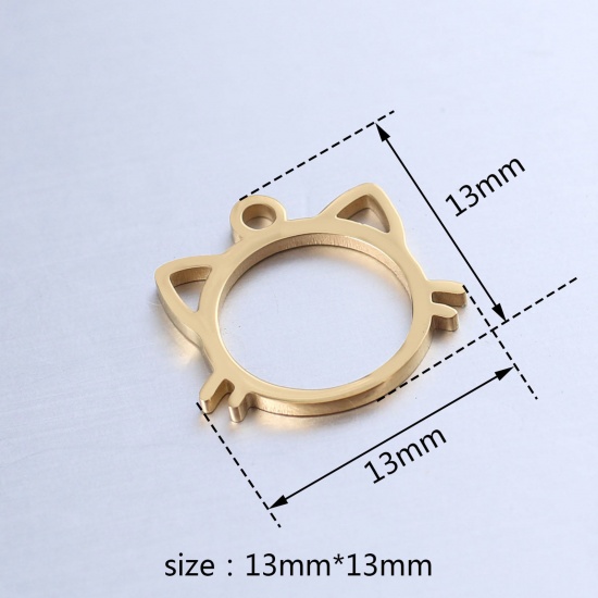 Bild von 304 Edelstahl Haustier Silhouette Charms Katze Bunt Hohl 1 Stück