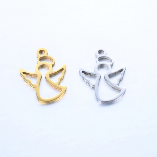 Picture of 304 Stainless Steel Religious Charms Multicolor Angel Hollow 15mm x 11mm