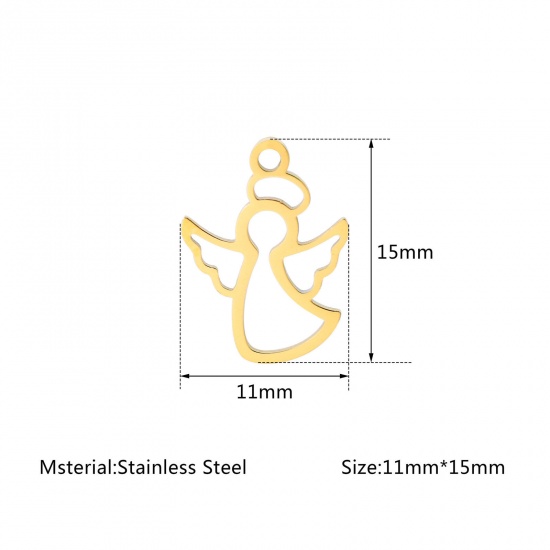 Picture of 304 Stainless Steel Religious Charms Multicolor Angel Hollow 15mm x 11mm