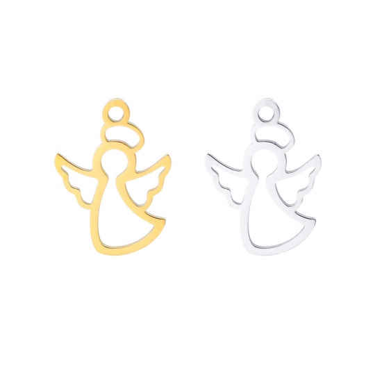 Picture of 304 Stainless Steel Religious Charms Multicolor Angel Hollow 15mm x 11mm
