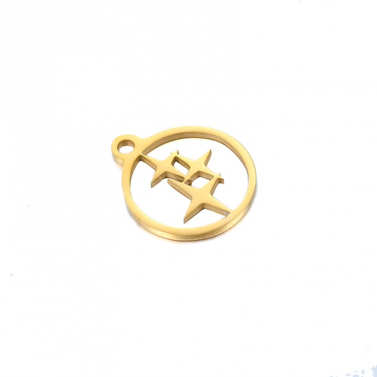 Image de Breloques en 304 Acier Inoxydable Collection de Météo Rond Multicolore Etoiles de 4 Branches Creux 14mm x 12mm , 1 Pièce