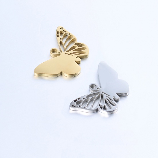 Picture of 304 Stainless Steel Insect Charms Multicolor Butterfly Animal 18mm x 12mm