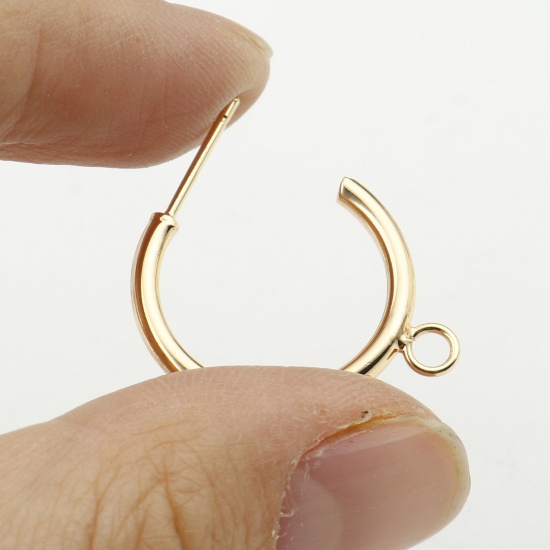 Picture of Brass Earring Accessories Real Gold Plated C Shape With Loop