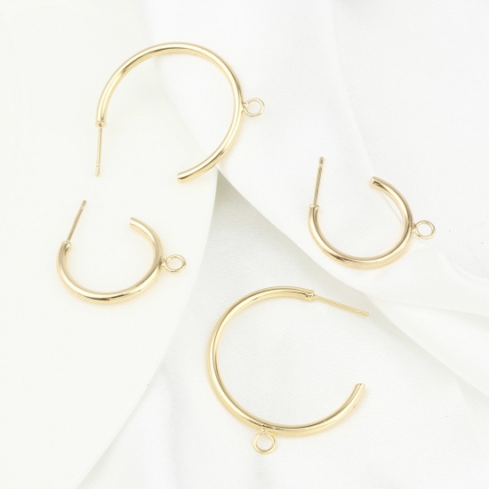 Picture of Brass Earring Accessories Real Gold Plated C Shape With Loop                                                                                                                                                                                                  