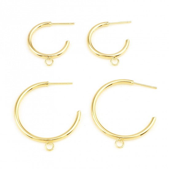 Picture of Brass Earring Accessories Real Gold Plated C Shape With Loop                                                                                                                                                                                                  