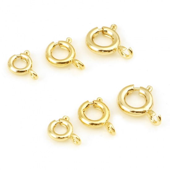 Picture of Brass Bolt Spring Ring Clasps Real Gold Plated Round