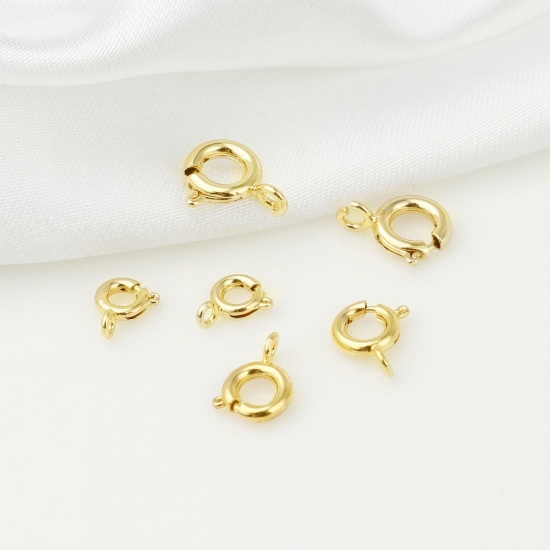 Picture of Brass Bolt Spring Ring Clasps Real Gold Plated Round