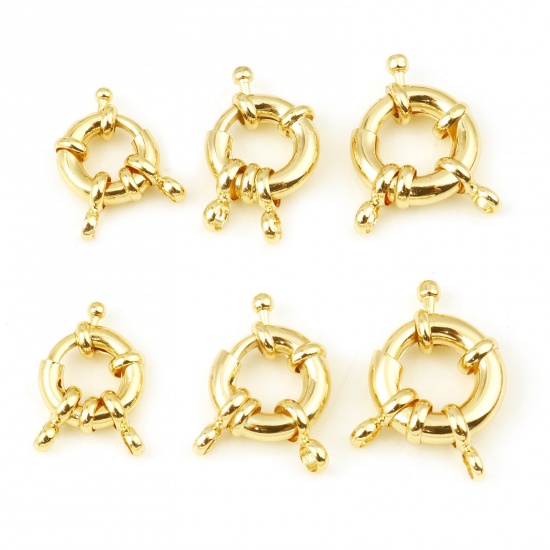 Picture of Brass Spring Ring Clasps Real Gold Plated Round