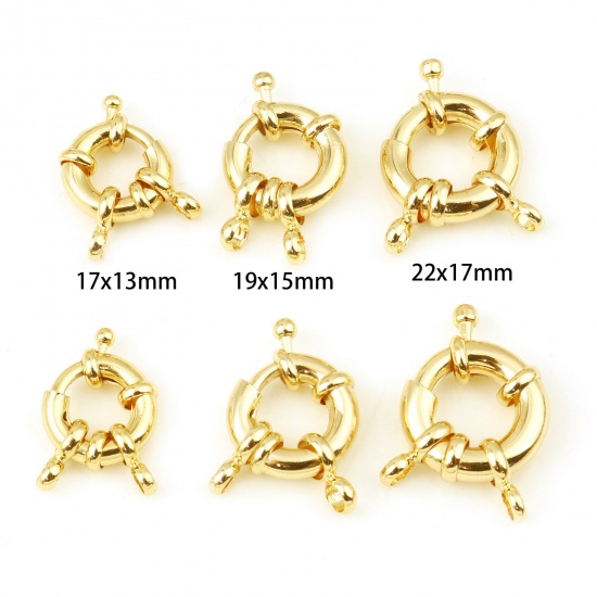 Picture of Brass Spring Ring Clasps Real Gold Plated Round