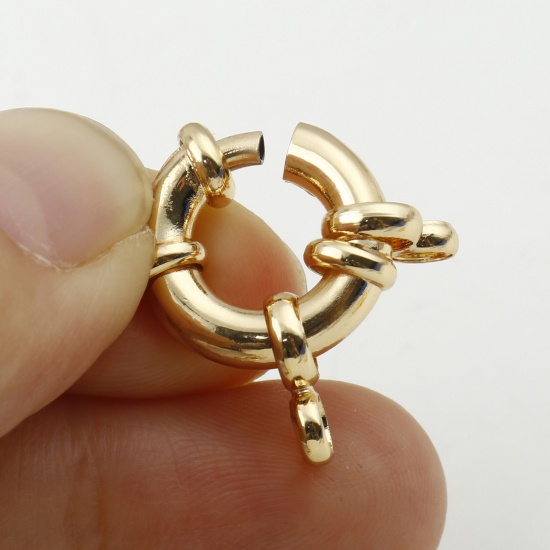 Picture of Brass Spring Ring Clasps Real Gold Plated Round