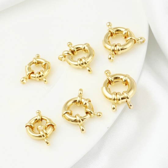 Picture of Brass Spring Ring Clasps Real Gold Plated Round