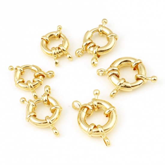 Picture of Brass Spring Ring Clasps Real Gold Plated Round