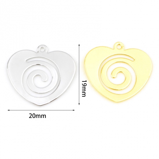 Picture of Copper Valentine's Day Charms Heart Real Gold Plated Spiral