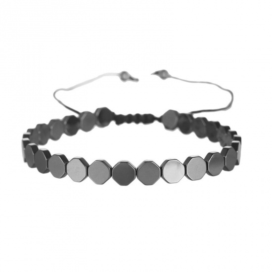 Immagine di Hematite Geometry Series Braided Bracelets Gunmetal Heart Arrowhead AdjustablePiece