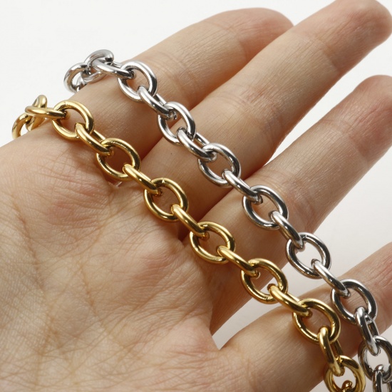Bild von Stainless Steel Link Cable Chain Necklace Multicolor 44cm(17 3/8") long, 1 Piece