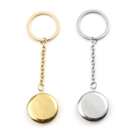 Stainless Steel Ocean Jewelry Keychain & Keyring Multicolor Round Disc Blank Stamping Tags One Side 10.8cm x 3cm, 1 Piece