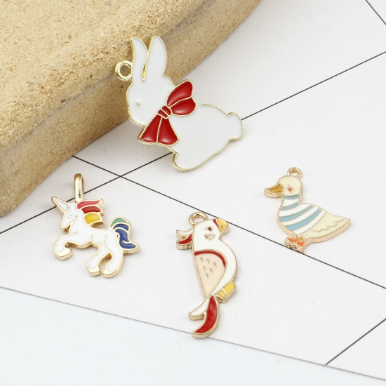 Picture of Zinc Based Alloy Cute Charms Animal Gold Plated Multicolor Enamel