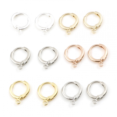 Brass Lever Back Clips Earrings Multicolor Round W/ Loop