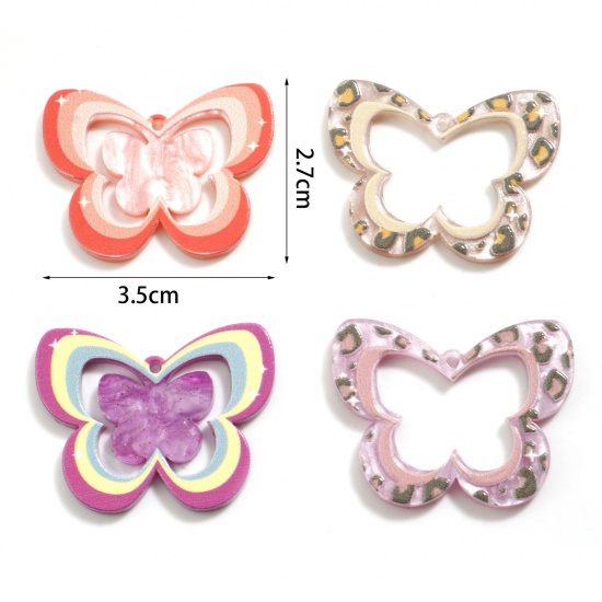 Picture of Acrylic Insect Pendants Butterfly Animal Multicolor 3.5cm x 2.7cm, 5 PCs
