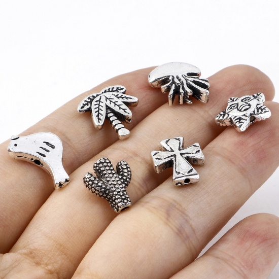 Picture of Zinc Based Alloy Spacer Beads Antique Silver Color Cactus Cross