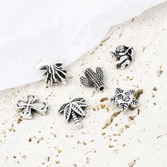 Picture of Zinc Based Alloy Spacer Beads Antique Silver Color Cactus Cross