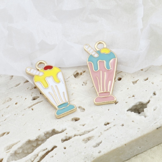 Picture of Zinc Based Alloy Charms Gold Plated Multicolor Enamel 10 PCs