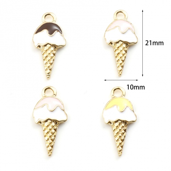 Image de Zinc Based Alloy Charms Gold Plated Multicolor Enamel 10 PCs