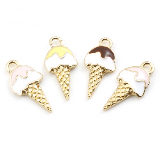 Image de Zinc Based Alloy Charms Gold Plated Multicolor Enamel 10 PCs