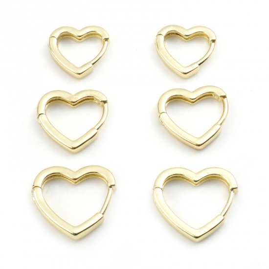 Picture of Brass Valentine's Day Lever Back Clips Earrings 14K Gold Plated Heart                                                                                                                                                                                         