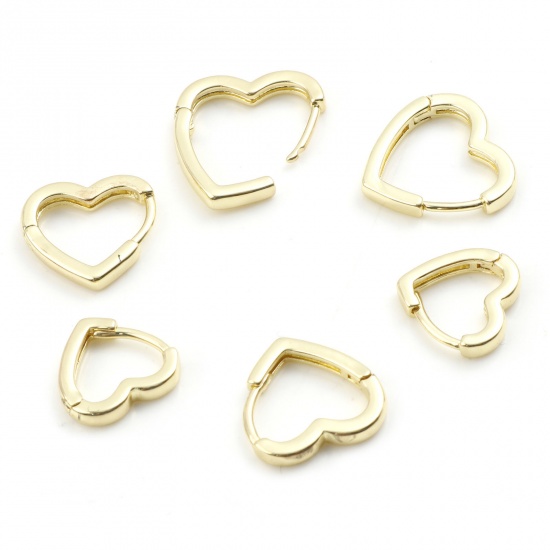 Picture of Brass Valentine's Day Lever Back Clips Earrings 14K Gold Plated Heart                                                                                                                                                                                         