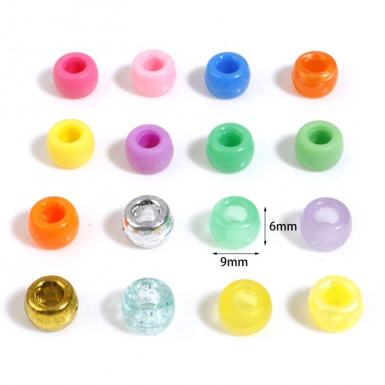 Picture of Acrylic Hair Braiding Dreadlock Beads Drum At Random Color 9mm x 6mm