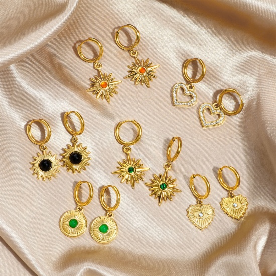 Immagine di Squisito Elegante Orecchini Circolari All'Ingrosso, 18K Vero Oro Placcato 304 Acciaio Inossidabile, Donne PVD Ecologica Impermeabile Anti-Ossidante Ipoallergenico Regalo Fornitura di Gioielli, 1 Paio