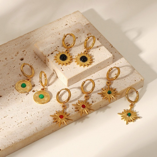 Immagine di Squisito Elegante Orecchini Circolari All'Ingrosso, 18K Vero Oro Placcato 304 Acciaio Inossidabile, Donne PVD Ecologica Impermeabile Anti-Ossidante Ipoallergenico Regalo Fornitura di Gioielli, 1 Paio
