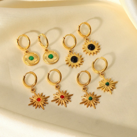Immagine di Squisito Elegante Orecchini Circolari All'Ingrosso, 18K Vero Oro Placcato 304 Acciaio Inossidabile, Donne PVD Ecologica Impermeabile Anti-Ossidante Ipoallergenico Regalo Fornitura di Gioielli, 1 Paio