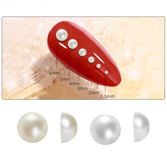 Immagine di ABS Decorazione per Unghie Tondo Bianco Imitata Perla 1 Scatola
