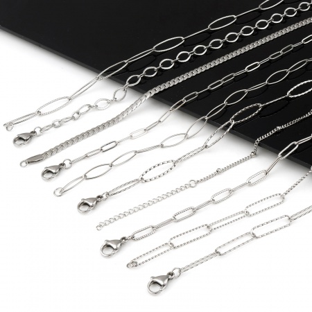 304 Stainless Steel Link Chain Necklace Silver Tone