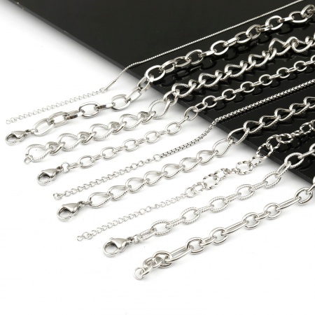 304 Stainless Steel Link Chain Necklace Silver Tone