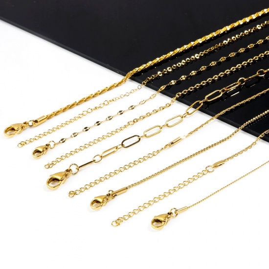 Immagine di Collana All'Ingrosso, Catena Oro Placcato 304 Acciaio Inossidabile, Unisex Elegante Minimalista Regalo Gioielli Per Rivenditore, 1 Pz