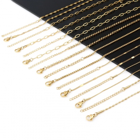 Immagine di Collana All'Ingrosso, Catena Oro Placcato 304 Acciaio Inossidabile, Unisex Minimalista Regalo Gioielli Per Rivenditore, 1 Pz