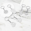 Bild von 304 Edelstahl Schlüsselkette & Schlüsselring Silberfarbe Geometrie Blank Schild zu Gravieren Zwei Seiten 1 Stück