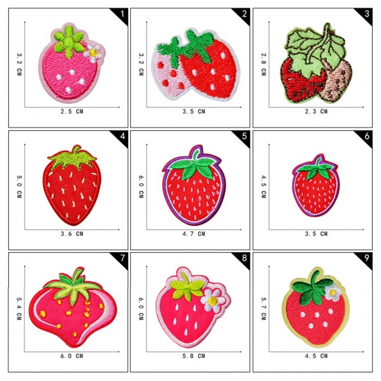 Picture of Fabric Iron On Patches Kids Patch Appliques (With Glue Back) Craft Red Strawberry Fruit