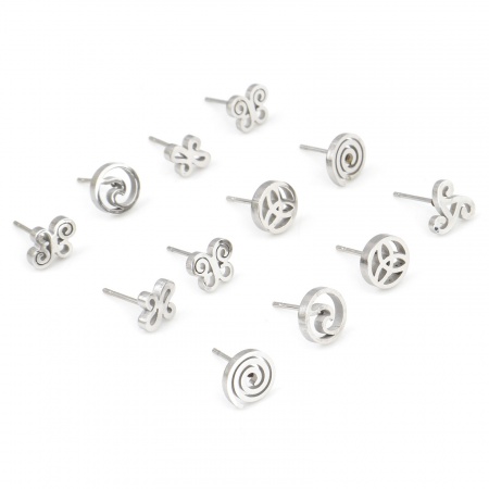 Stainless Steel Ear Post Stud Earrings Silver Tone Butterfly Animal Celtic Knot Hollow