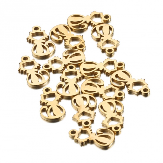 202ステンレス鋼 ペット シルエット チャーム 猫 多色 透かし 12mm x 6mm、 10 個 の画像