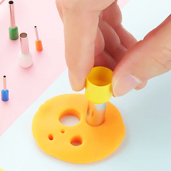 Picture of Plastic Modeling Clay Tools Hole Puncher For Clay Pendant Earring Jewelry Making Multicolor