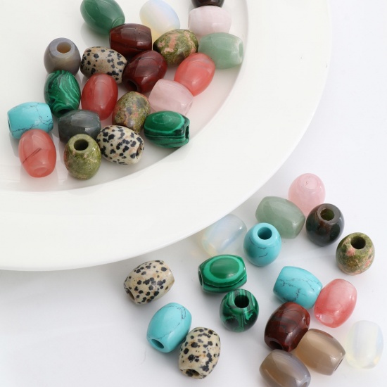 Picture of Gemstone European Style Large Hole Charm Beads Multicolor Barrel 20mm x 16mm