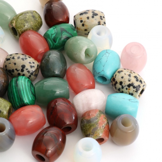 Picture of Gemstone European Style Large Hole Charm Beads Multicolor Barrel 20mm x 16mm