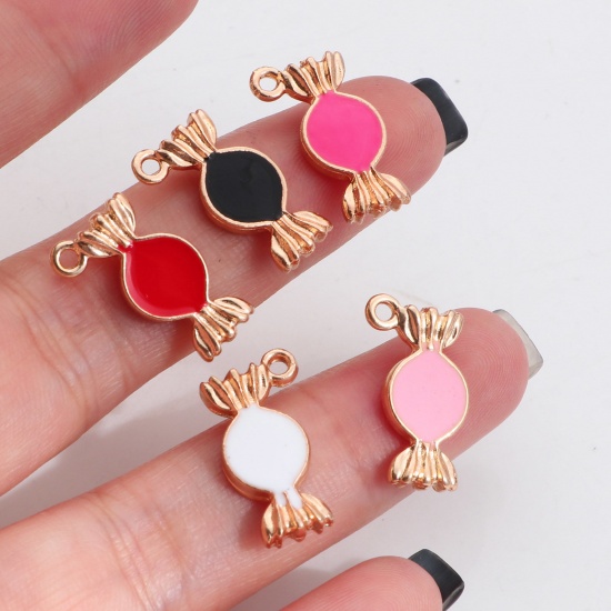 Picture of Zinc Based Alloy Charms Gold Plated Multicolor Candy Double Sided Enamel 18mm x 10mm