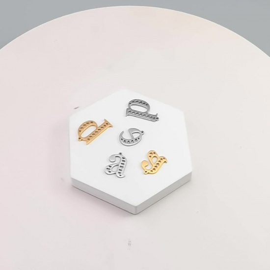 Bild von 304 Edelstahl Charms Kleinbuchstabe Bunt Herz Hohl 1 Stück